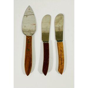 Hickory Farms Stainless Steel & Wood Cheese Spreaders Set Of 3